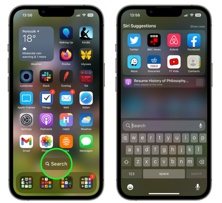 三伏潭镇苹果手机维修分享升级到 iOS 16 后，如何删除主屏幕上的搜索按钮 