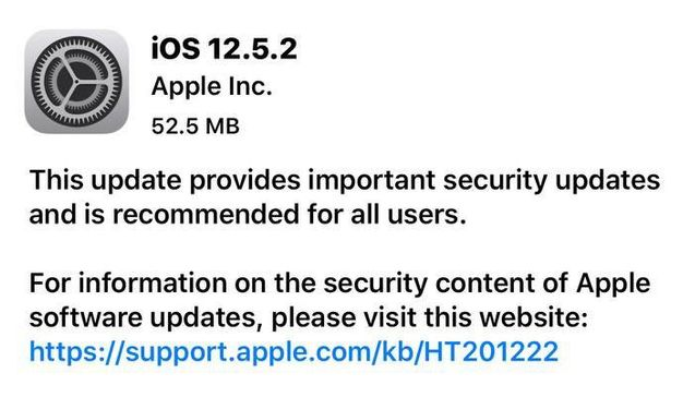三伏潭镇苹果手机维修分享iOS12.5.2发布，建议所有老苹果用户安装 